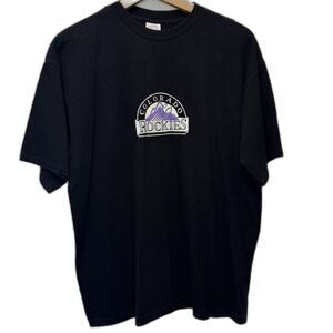 Vintage Colorado Rockies T-Shirt XL USA Made Single Stitch Black MLB 90s Graphic